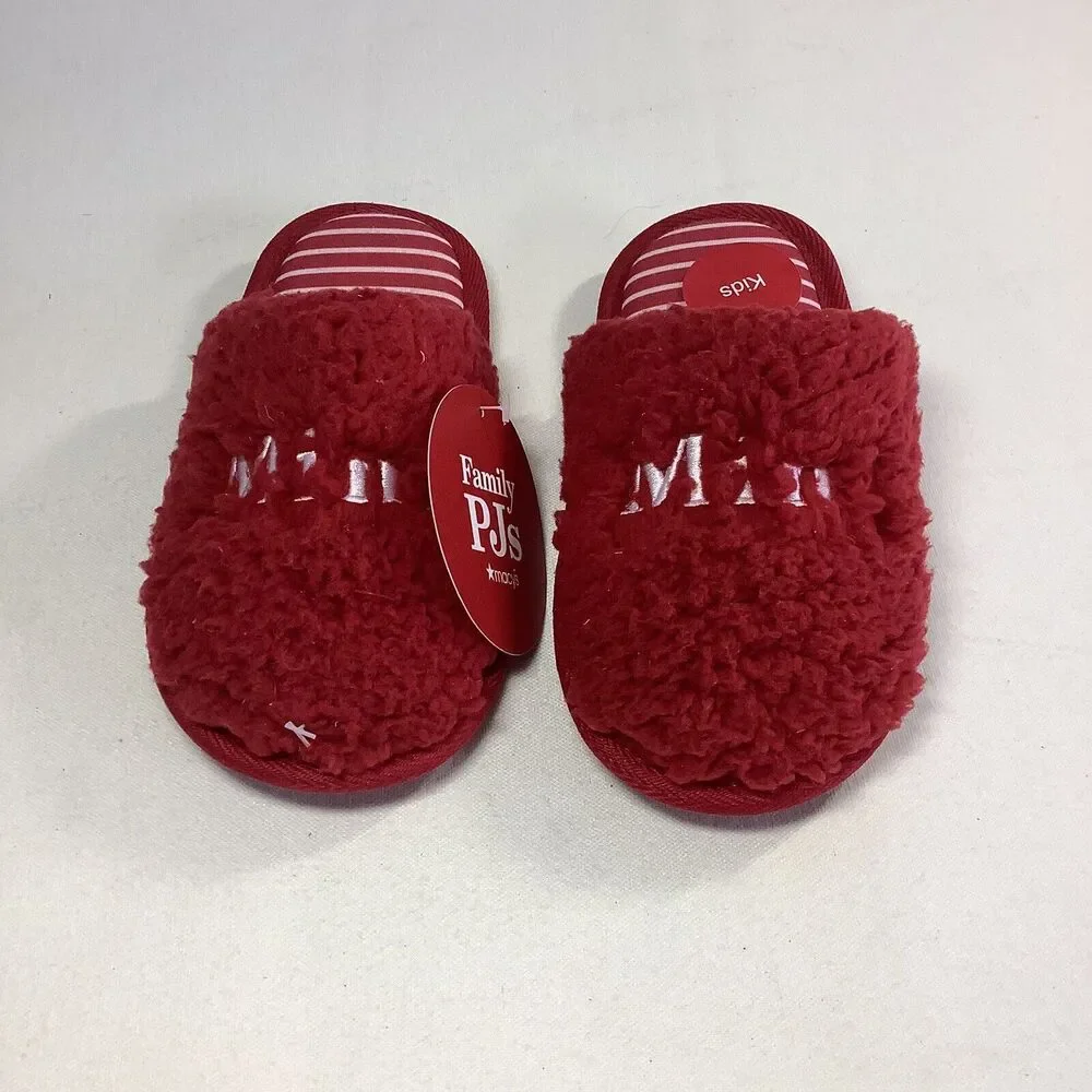 Family Pajamas Mini Kid's Matching Holiday‎ Slippers Red Size 4-5
